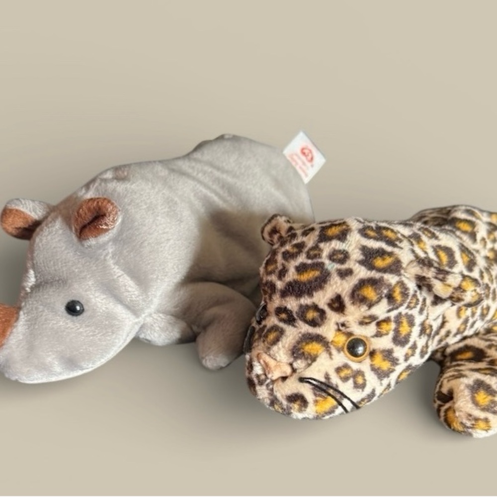 Vintage Ty Beanie Babies-Full-Size- Freckles the Leapord & Spike the Rhino